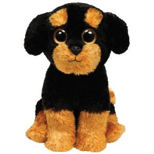 China Sitting Pose Brown and Black Dog Plush Toys on sale