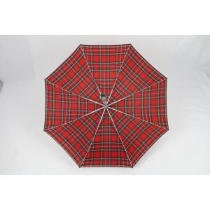 27 Inch Manual Windproof Golf Umbrellas Red Tartan Fabric Acrylic Handle