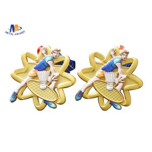 65*4MM Badminton Sports Cut Out Medals With Ribbon