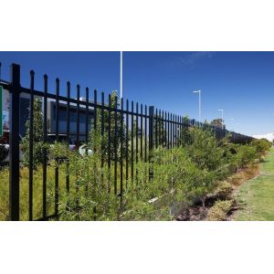 Powder coated tubular steel fence