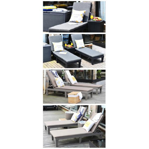 Modern Outdoor Beach Patio Hotel Sun Lounger Chair with Cushion and Stackable Design