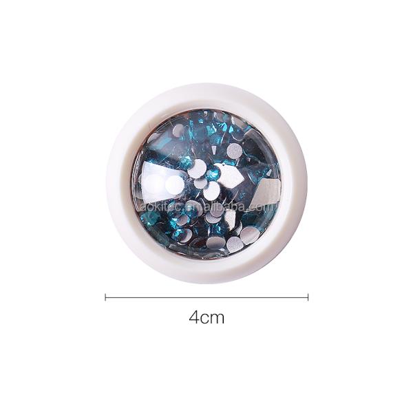 Aokitec drop shipping bulk box packing size shaped mixed neon 3d glass ab crystal flatback nail rhinestones