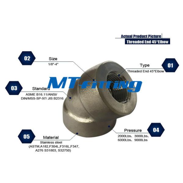 ASME B16.11 High Pressure F316 / 316L Stainless Steel Elbow 2000LBS