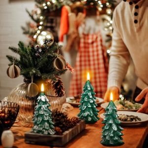 Versatile Flameless Taper Candles Real Wax Christmas Tree Candles