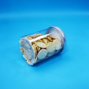 Custom Food Candy Cookie Transparent PET Plastic Round Jars Aluminium Flat Lids