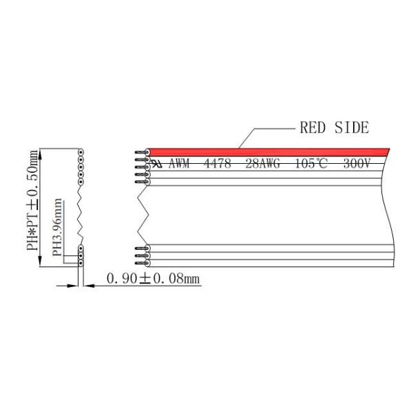 Halogen Free XLPE Flat Ribbon Cable UL4478 #28AWG 10Pins 3.96mm Pitch VW-1