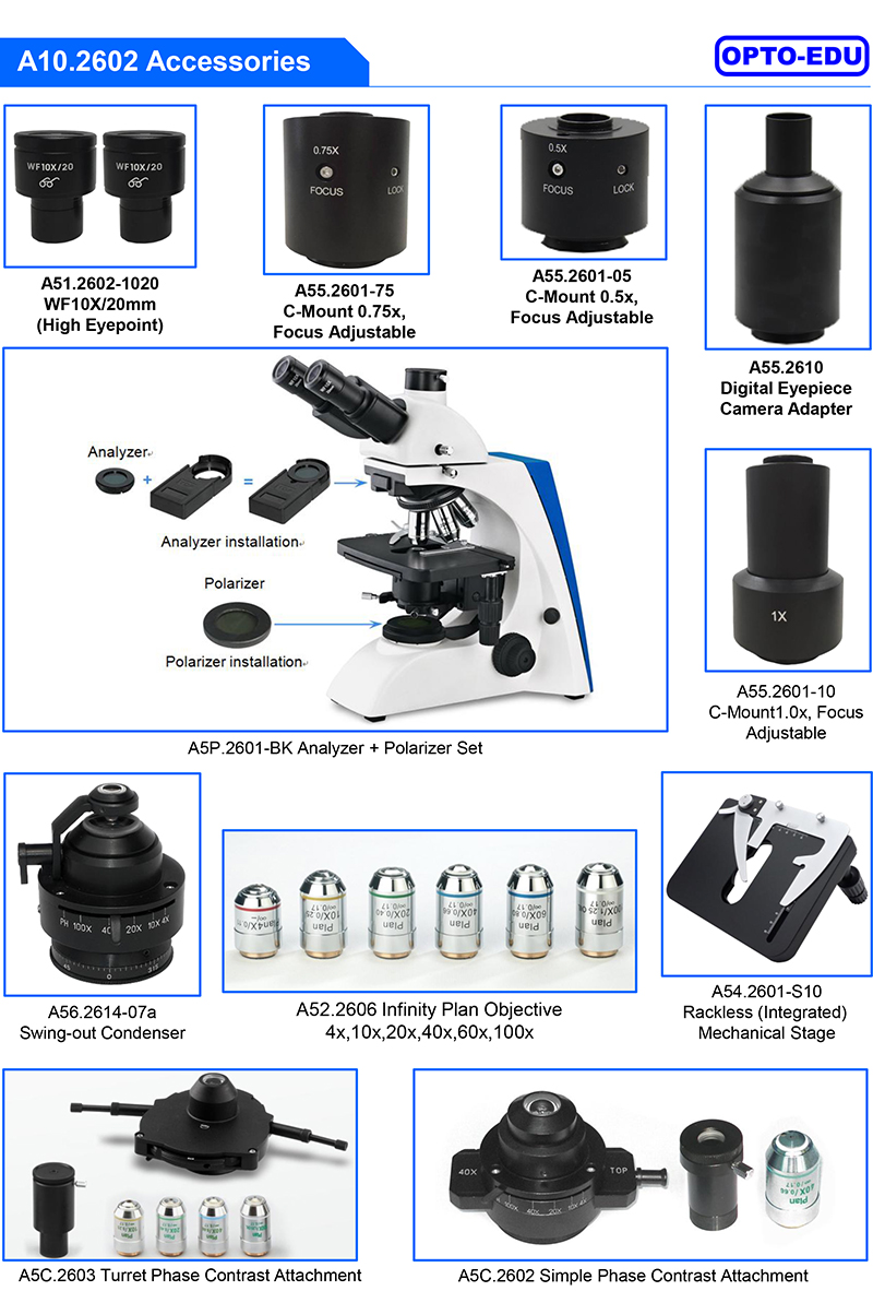 OPTO-EDU A10.2602 Dark Field Microscope with 5W LED Enhanced Illumination and WF10x Eyepiece for Professional Dark Field Condenser Applications