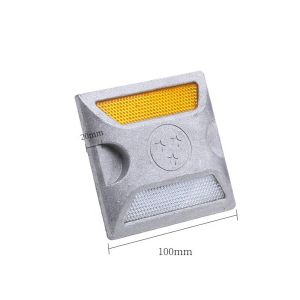 Road Safety Aluminium Square Road Studs with Yellow Reflectors