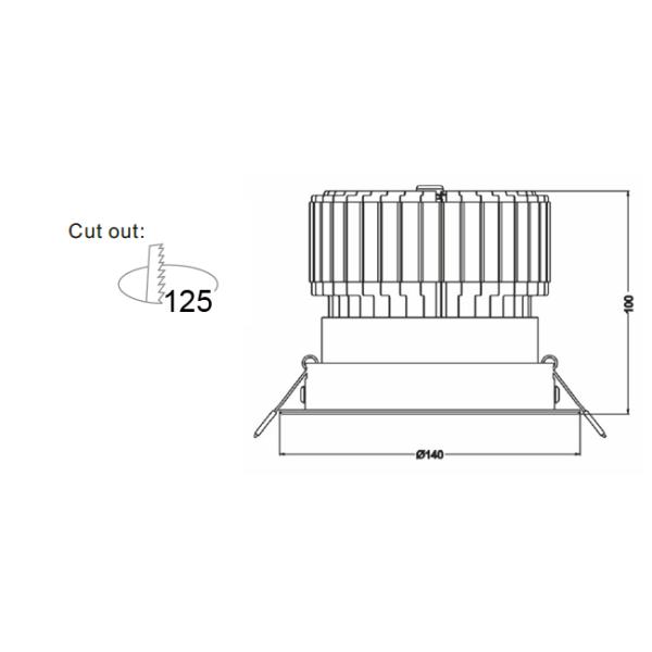 40W 4 inch COB LED Down light with hollow out heatsink, 60° Beam Angle , CRI>80