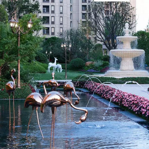 Buy Stainless Steel Sculpture Flamingo Bronze customized Landscape Design at wholesale prices