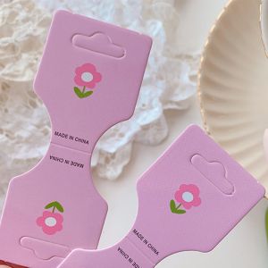 Embossed Hair Tie Folding Cards Pink Purple Floral 100pcs