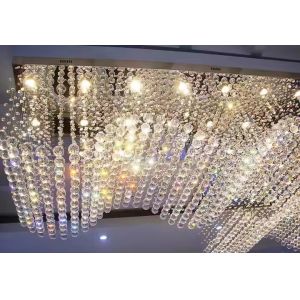 Customized Modern Living Room LED Wave Rectangular String Crystal Lamp Hotel