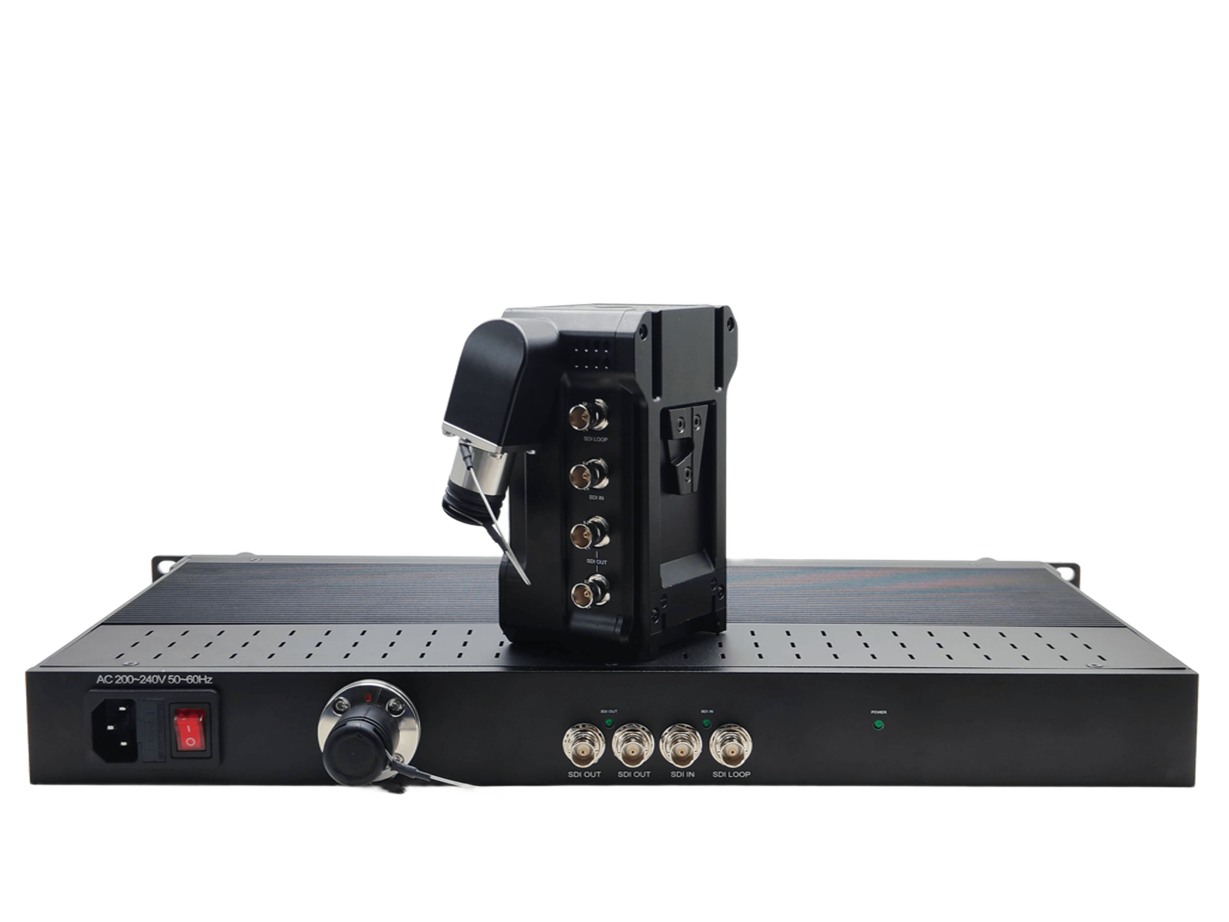 V-mount 12G SDI Fiber Optic Box with PGM