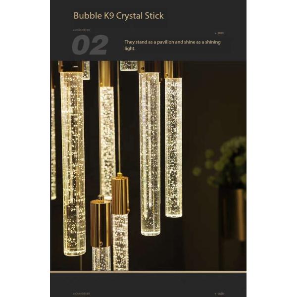 Hotel Corridor Staircase Crystal Stick Pendant Light Balcony Hallway Hanging Fixtures