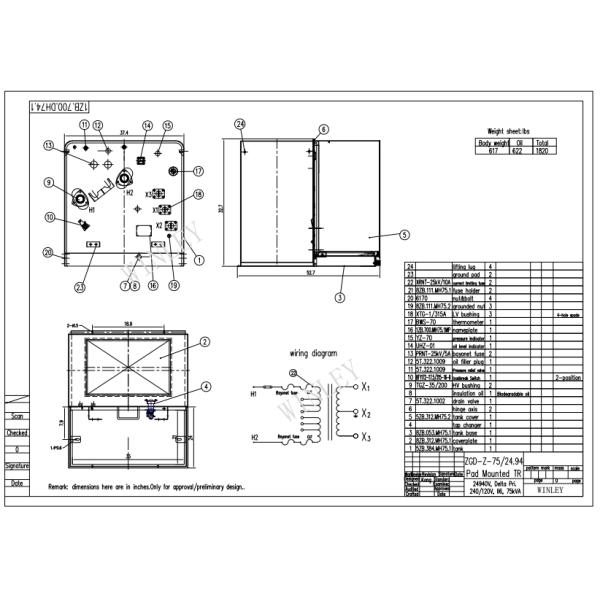 75Kva Single Phase Pad Mounted Transformers For Power Distribution 24.94KV DOE 2016 Standards CSA ANSI IEEE Standards