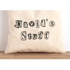 Personalised bag with newspaper cutout font - cotton hand printed bag - shopping