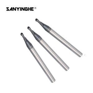 HRC65 CNC Solid Carbide End Mills 0.2mm Ballnose Square End Mills Micro Cutting