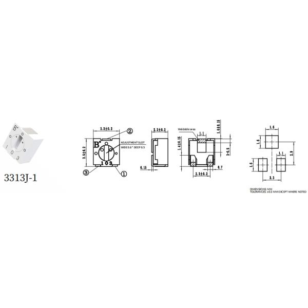 3313J 0.125W 100K Ohms 3mm Single Turn Square Cermet Trimmer Potentiometer