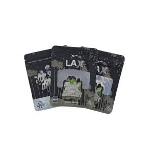 Quality Black Standing Mylar weed Bags Three Side Seal With Open Window for sale