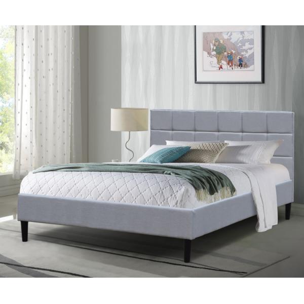 Buy Double Size Low Profile Upholstered Bed Frame Linen Grey Fabric 8 Inch Legs at wholesale prices