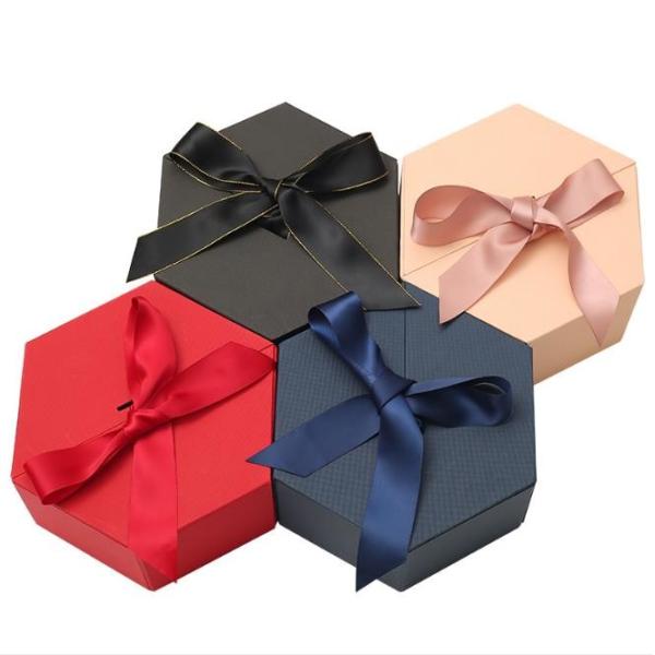 Buy 15*13*10cm Hexagon Paper Wedding Gift Box Packaging at wholesale prices