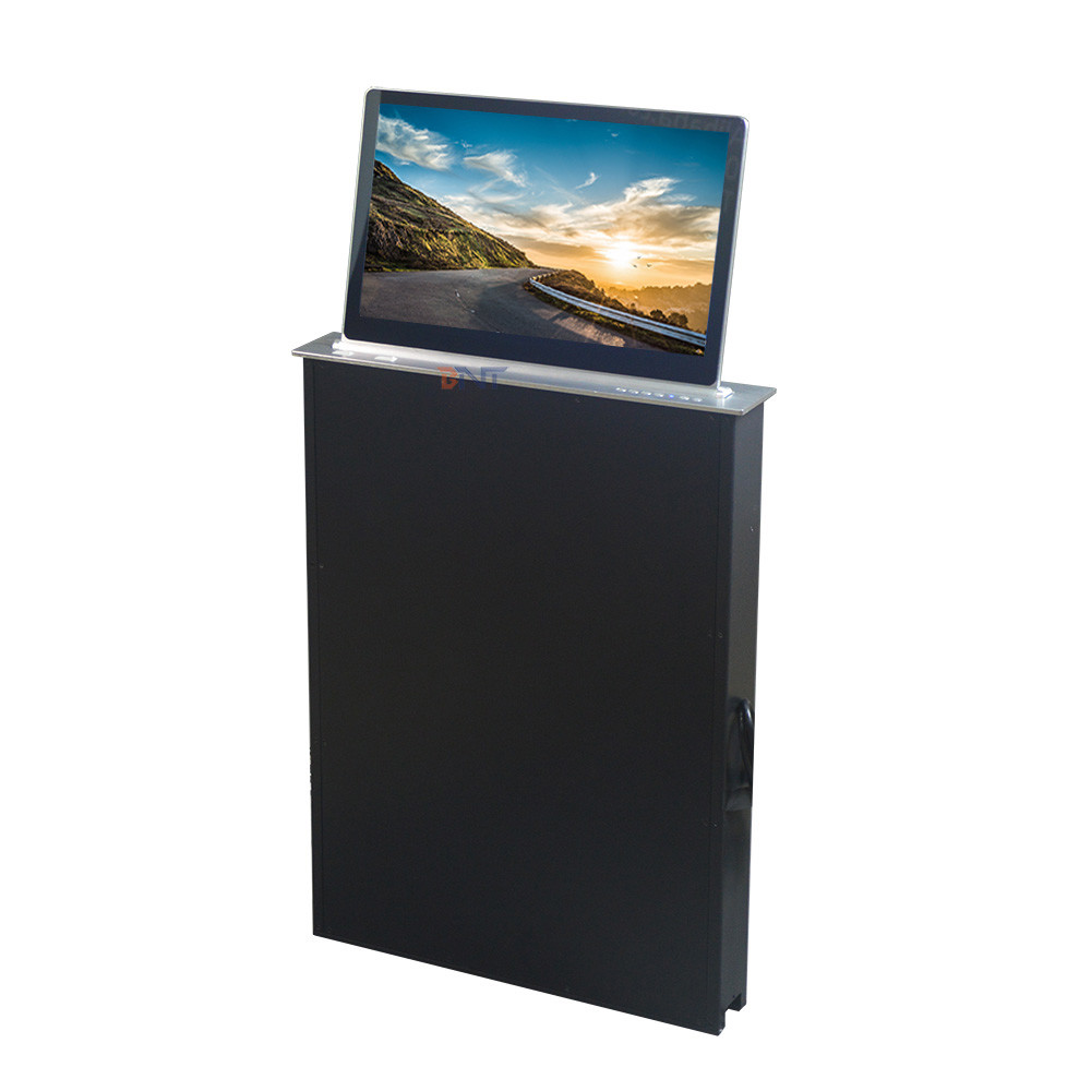 Conference room 18.5 inch monitor lcd pop up lift with backside mini screen
