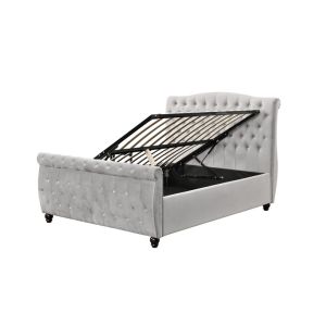 Full Size Upholstered Headboard Platform Bed Frame Light Gray OEM ODM