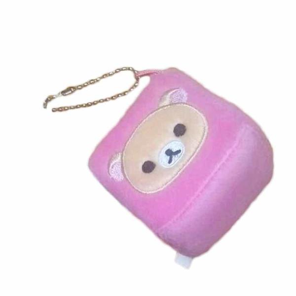 Buy Square Pink Bear Plush Keychain Stuffed Doll Pendant Widgets Customize at wholesale prices