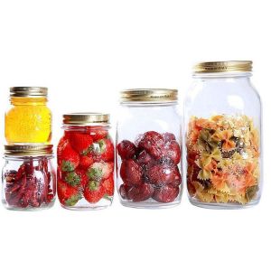 Quality Transparent Round Large Sealable Glass Jars 170ml 300ml 500ml 1000ml for sale