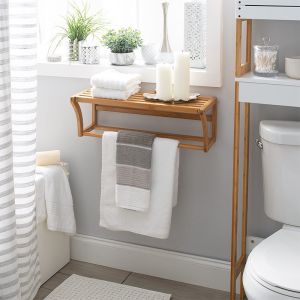 ODM Sustainable Bamboo Towel Rail Rack Wall Mounted Shelf