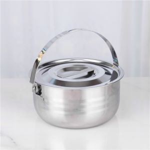 Stainless 4pcs food cookware soup cooking pot set with handle for restaurants
