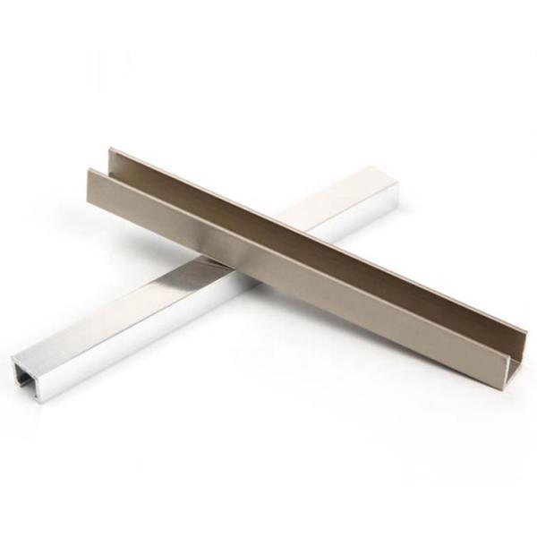 Anodised Silver Polished Aluminum Extrusion / U Profile Aluminum Tile Trim