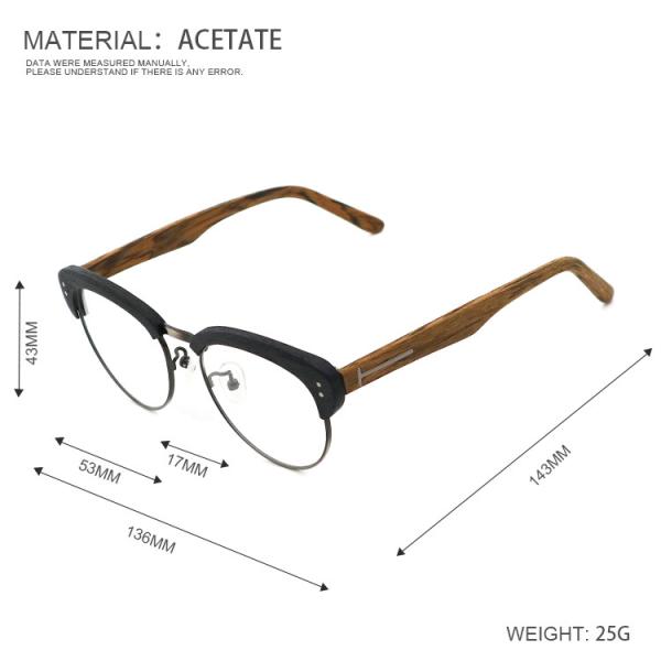 Handmade Acetate Retro Wood Copy Optical Glasses Frame MR 5309