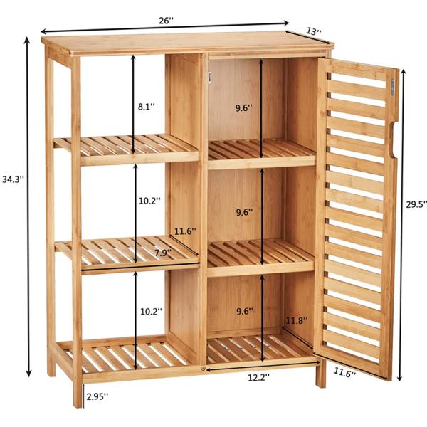 Solid Bamboo Kitchen Storage Cabinet Shelf For Bathroom Storage
