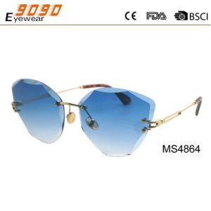 New arrival Rimless metal sunglasses with plastic tip,UV 400 Protection Lens