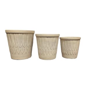 Elegant Fiberclay Planter with Hand Carved Finish