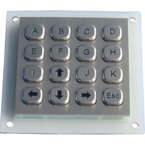 Rear Panel Mounting Metal Keypad Dot Matrix 16 Keys Waterproof