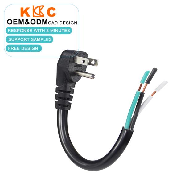 Buy NEMA 5-15P US 3-Prong AC Power Plug to Half-Stripped Cord Assembly for Custom Wiring & Electrical Applications, 18 AWG at wholesale prices