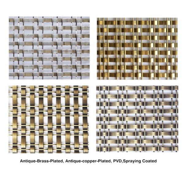 Antique Plated finished Flat Architectural Wire Mesh For Cabinet Decoration