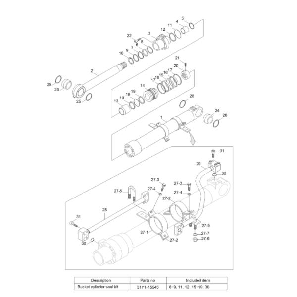 Belparts R305LC-7 31Y1-27170 Bucket Cylinder Piston Excavator Spare Parts