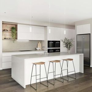 High Gloss Lacquer Modular Kitchen Cabinets Trendy White Plywood Cupboards
