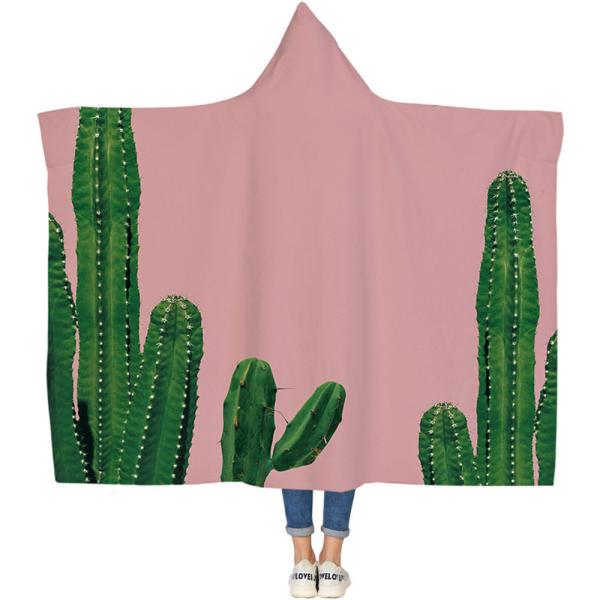 Cactus series children's adult hooded blanket velvet fabric rectangular hand washable