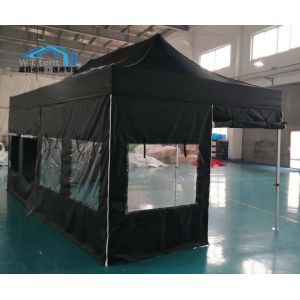 Black Folding Pop Up Canopy / Outside Foldable Shade Tent 8 - 10 People