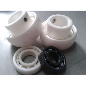 ZrO2 UC205 Ceramic Insert Ball Bearing PTFE Cage With Adapting Thread In