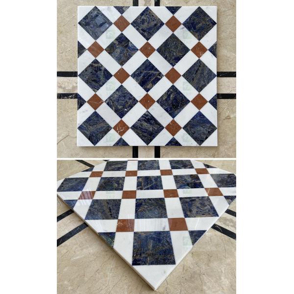 Handmade Square Interior Waterjet Medallions Patterns Marble Stone Floor Tile
