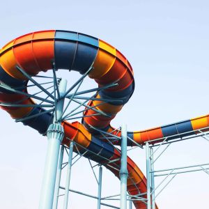 Amusement Rainbow Mushroom Swimming Pool Water Slide / Outdoor Water Play