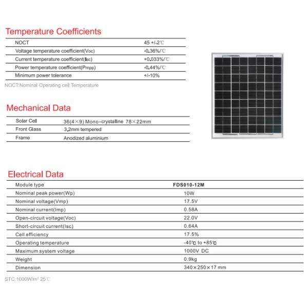 10W high quality monocrystalline solar module solar panel for solar garden lamp