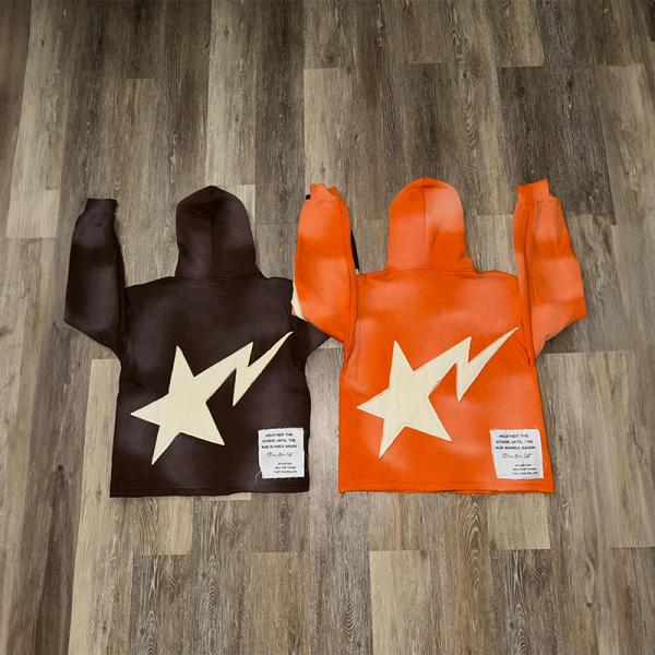 Manufacturers Custom Sun Faded Embroidery Patch Acid Wash Vintage Zipper Cropped Cut and Sew Hoodies Sweatpants and Hoodie Set