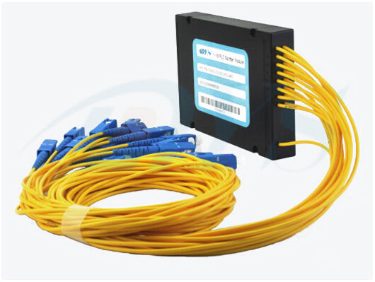 Yellow Optical Fiber 1*16 PLC Splitter With SC / UPC Connector For Data