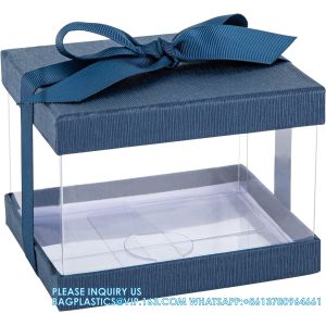 Quality Clear Plastic Gift Boxes Bakery Boxes With Base, Lid &amp; Ribbon Cakes, Pastries, Cookies, Cupcakes &amp; Party for sale